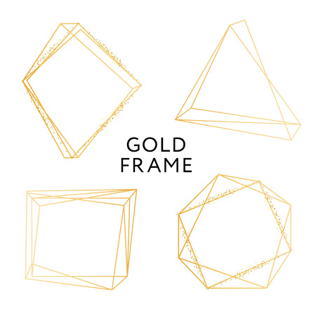 Gold Frame Geometric Shape Minimalism Vector Design Banner Setのイラスト素材