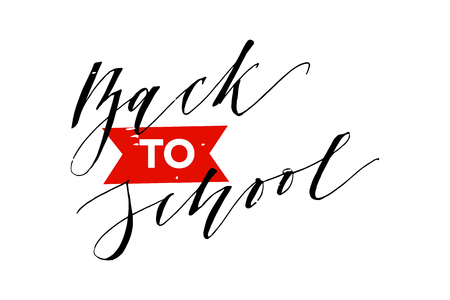 Back to school Phrase Vector Lettering Calligraphy Autumn Watercolorのイラスト素材