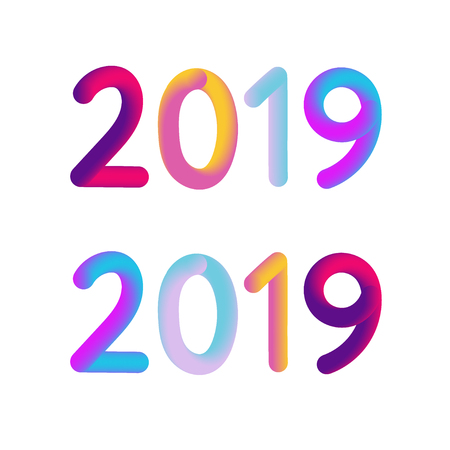 2019 New Year 3D card Banner Vector Illustrationの写真素材