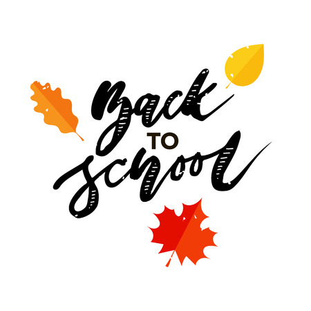 Back to school Phrase Vector Lettering Calligraphy Autumn Watercolorのイラスト素材