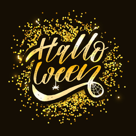 Happy Halloween lettering Calligraphy Brush Text Holiday Vector Stickerのイラスト素材