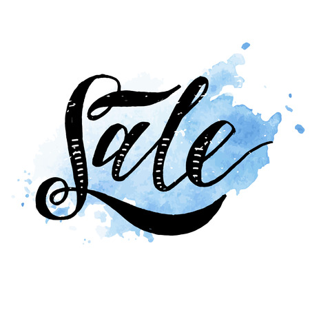 Sale lettering Calligraphy Brush Text Holiday Vector Illustration Watercolorの写真素材