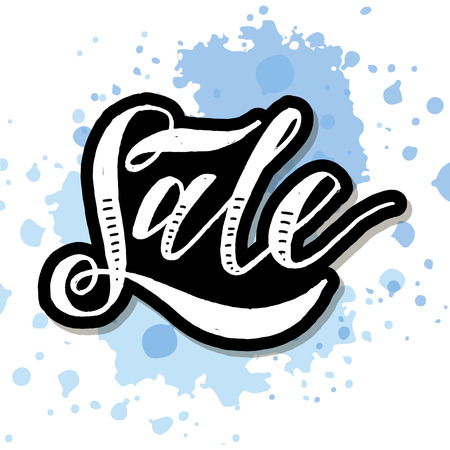 Sale lettering Calligraphy Brush Text Holiday Vector Illustration Watercolorの写真素材
