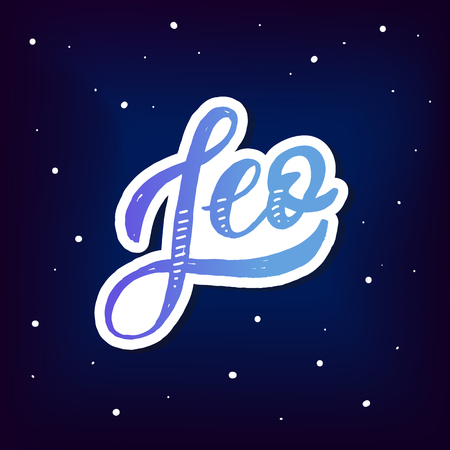 Leo lettering Calligraphy Brush Text horoscope Zodiac signのイラスト素材