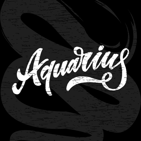 Aquarius lettering Calligraphy vector illustrationのイラスト素材