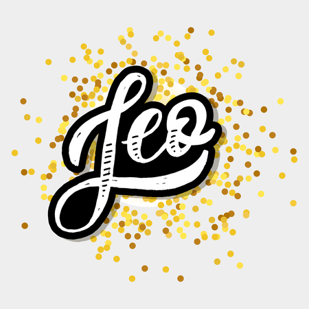 Leo lettering Calligraphy vector illustrationのイラスト素材