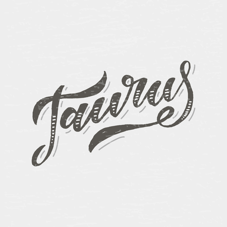 Taurus lettering Calligraphy Brush Text horoscope Zodiac sign illustrationのイラスト素材