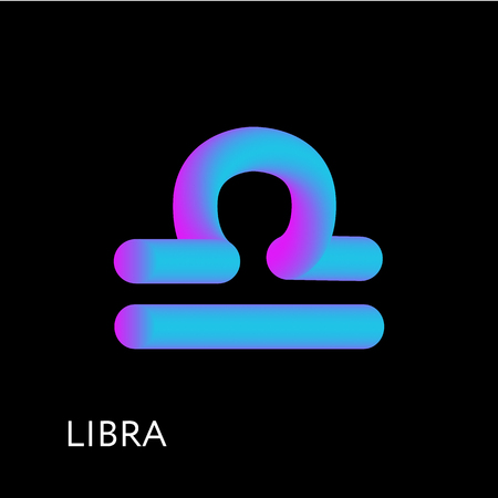 Libra Text horoscope Zodiac sign 3D shape Gradient illustrationのイラスト素材