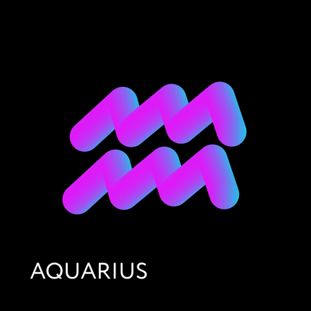 Aquarius Text horoscope Zodiac sign 3D shape Gradient illustrationのイラスト素材