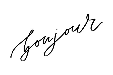 Bonjour Paris Phrase Vector Lettering Calligraphy Brush
