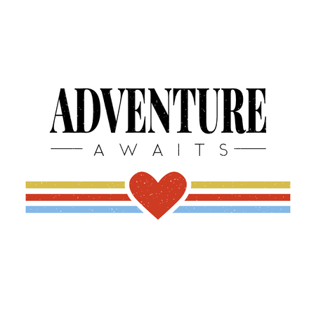 slogan ADVENTURE AWAITS phrase graphic vector Print Fashion letteringのイラスト素材
