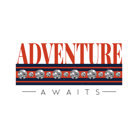 slogan ADVENTURE AWAITS phrase graphic vector Print Fashion letteringのイラスト素材