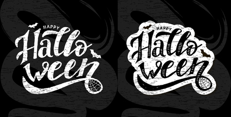 Happy Halloween lettering Calligraphy Brush Text Holiday Vector illustrationのイラスト素材