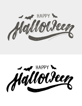 Happy Halloween lettering Calligraphy Brush Text Holiday Vector Sticker Illustration Goldのイラスト素材