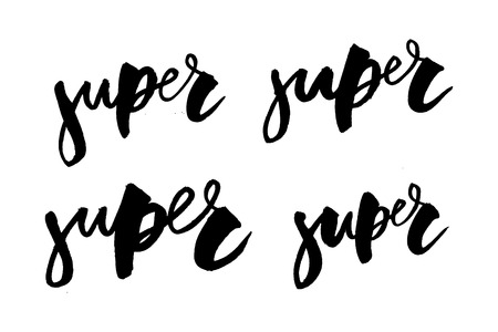 Super lettering. Handwritten modern calligraphy, brush painted letters. Inspirational text, vector illustration. Template for banner, poster, flyer, greeting card, web design or photoのイラスト素材