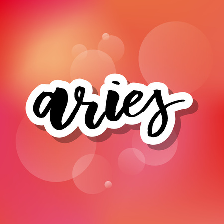 Aries lettering Calligraphy Brush Text horoscope Zodiac signの写真素材