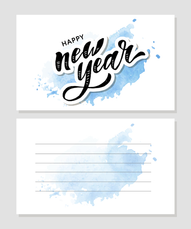 New Year Christmas lettering Calligraphy Brush Text Holiday Sticker gold illustration bannerのイラスト素材