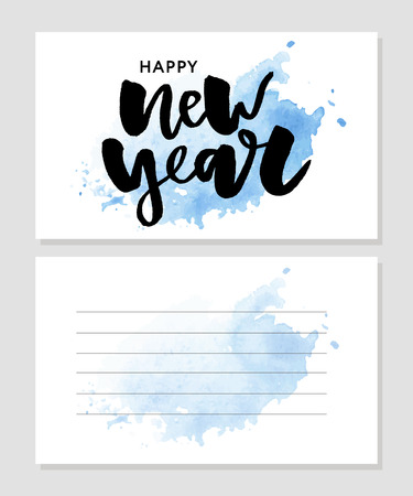 New Year Christmas lettering Calligraphy Brush Text Holiday Sticker gold illustration bannerのイラスト素材