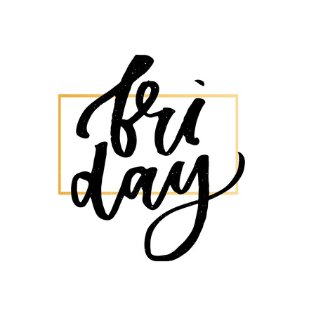 Hello, Friday - hand painted ink brush pen modern calligraphyのイラスト素材
