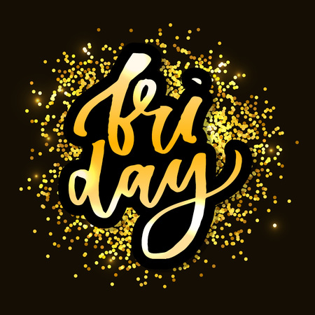 Hello, Friday - hand painted ink brush pen modern calligraphyのイラスト素材