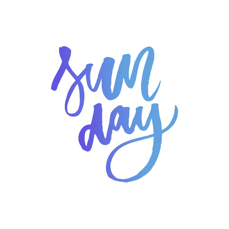 Sunday - inspirational lettering design for posters, flyers, t-shirts, cards, invitations, stickers, banners. Hand painted brush pen modern calligraphy isolated on a whiteのイラスト素材