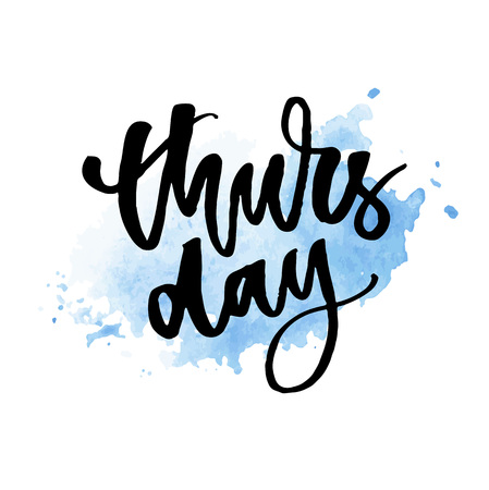 Thursday, weekend is almost here. Quote design. Modern brush calligraphy. Lettering and custom typography for t-shirts, bags, posters, invitations, cards. Sticker for socialのイラスト素材