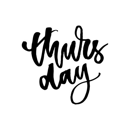 Thursday, weekend is almost here. Quote design. Modern brush calligraphy. Lettering and custom typography for t-shirts, bags, posters, invitations, cards. Sticker for socialのイラスト素材