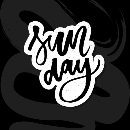 Sunday - inspirational lettering design for posters, flyers, t-shirts, cards, invitations, stickers, banners. Hand painted brush pen modern calligraphy isolated on a whiteのイラスト素材