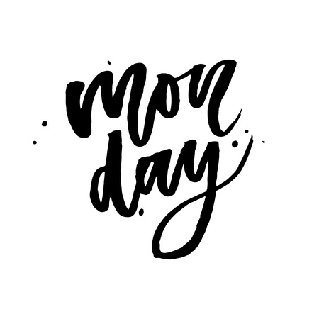 Monday - Vector hand drawn lettering phrase. Modern brush calligraphy for blogs and social media. Motivation and inspiration quotes for photo overlays, greeting cards, t-shirtのイラスト素材