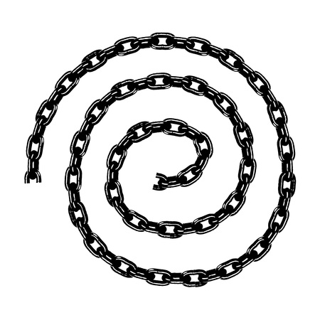 Shiny seamless steel chain isolated on white background. Vector setのイラスト素材