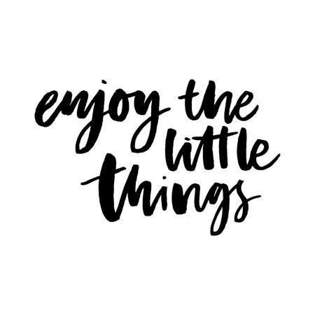 Enjoy every moment - Vector hand drawn lettering phrase. Modern brush calligraphy. Motivation and inspiration quotes for photo overlays, greeting cards, t-shirt print, postersのイラスト素材