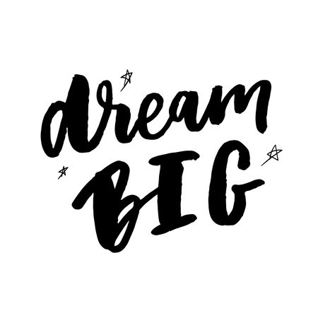 Vector illustration of hand drawn lettering quote Dream Bigのイラスト素材