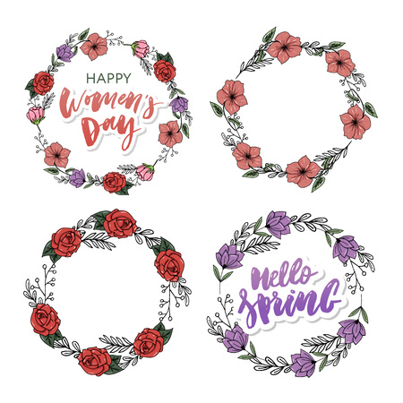 Happy women's day postcard. Translation from Russian: March 8 International Women's Day.のイラスト素材