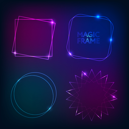 Gold light frames and elementsのイラスト素材