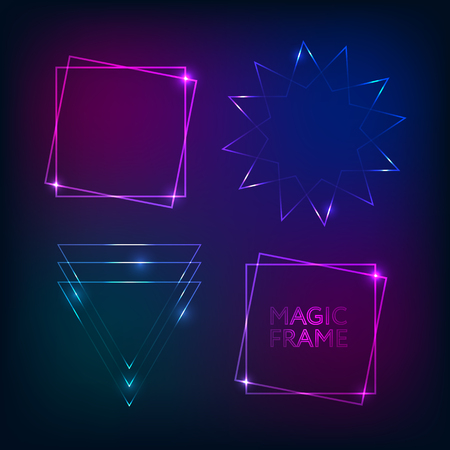 Gold light frames and elementsのイラスト素材