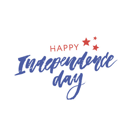 4th of July. Happy Independence day vector holiday lettering calligraphyのイラスト素材