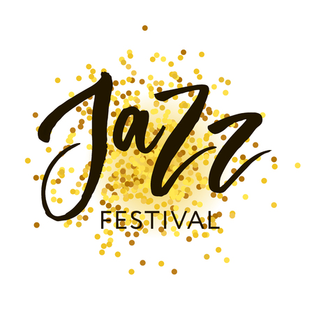 Jazz festival text lettering calligraphy black phrase goldのイラスト素材
