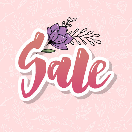 Summer Sale card template. Hand drawn lettering. Calligraphic element for your design. Vector illustration.のイラスト素材