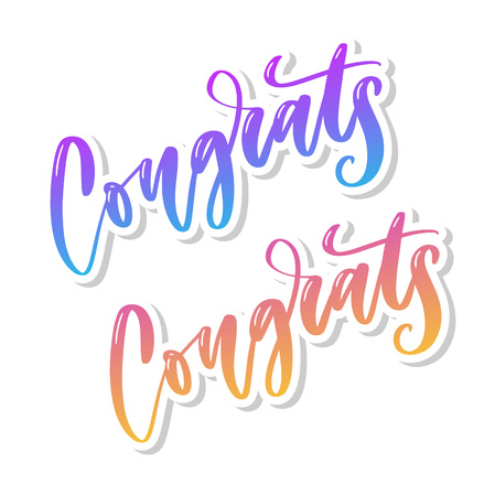 Congrats hand written lettering for congratulations card, greeting card, invitation, and print. Isolated on background. Vector illustration.のイラスト素材