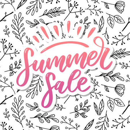 Vector word sale .Letters made of flowers and leaves on a white background.