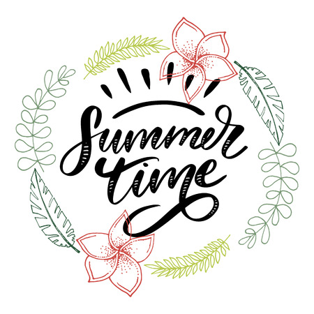 Vector word sale .Letters made of flowers and leaves Summer Time Holiday Flyer Banner Poster Summerのイラスト素材