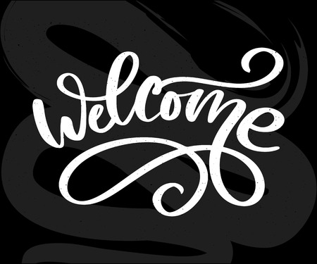 Welcome brush lettering. Vector illustration for decoration or bannerのイラスト素材
