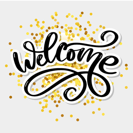 Welcome brush lettering. Vector illustration for decoration or bannerのイラスト素材
