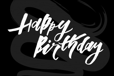 Lettering with phrase Happy Birthday. Vector illustration. chalkboard lettering calligraphy brushのイラスト素材