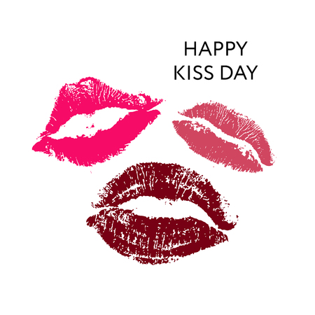 Happy kiss day. lips pomade Vector redのイラスト素材