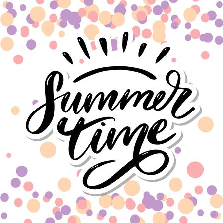 Summer time vector text lettering calligraphy letters black slogan Sales Holiday Flyer Banner Posterのイラスト素材