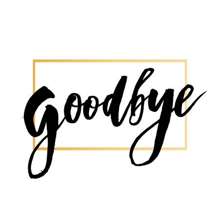 Goodbye Lettering Calligraphy Phrase Bye Vector Gold Illustrationのイラスト素材
