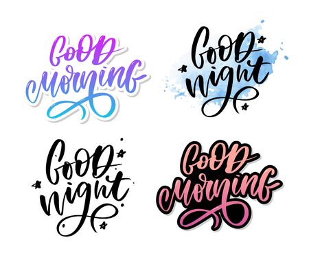 Good Night. Hand drawn typography poster. T shirt hand lettered calligraphic design. Inspirational vectorのイラスト素材