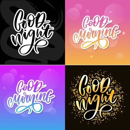 Good Night. Hand drawn typography poster. T shirt hand lettered calligraphic design. Inspirational vectorのイラスト素材