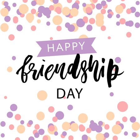 Happy Friendship Day Lettering Phrase Vector illustrationのイラスト素材